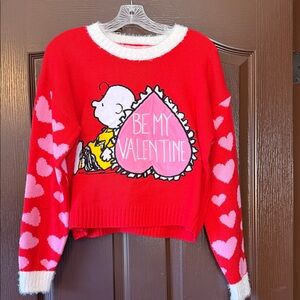 Peanuts Charlie Brown Red Valentine's Sweater with Heart Design